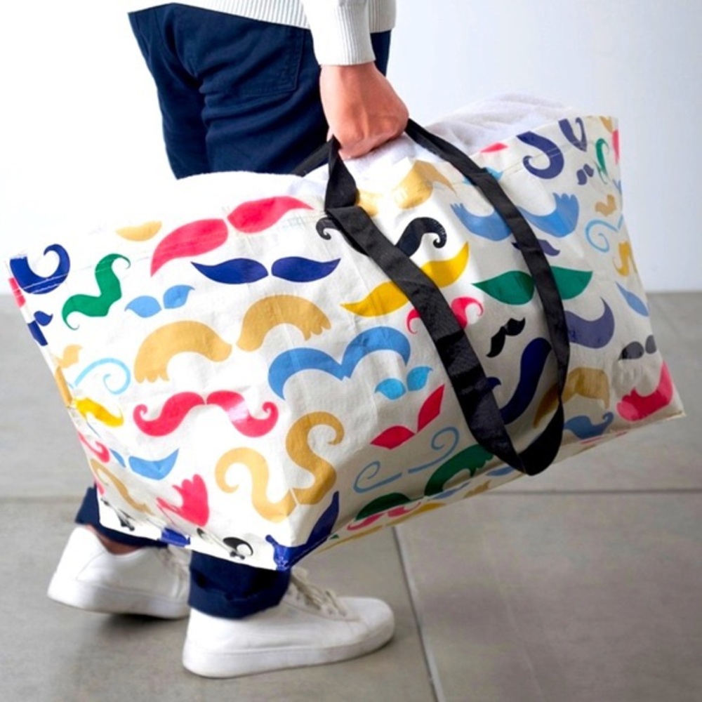 Retired New IKEA mustache bag multiple handles LG